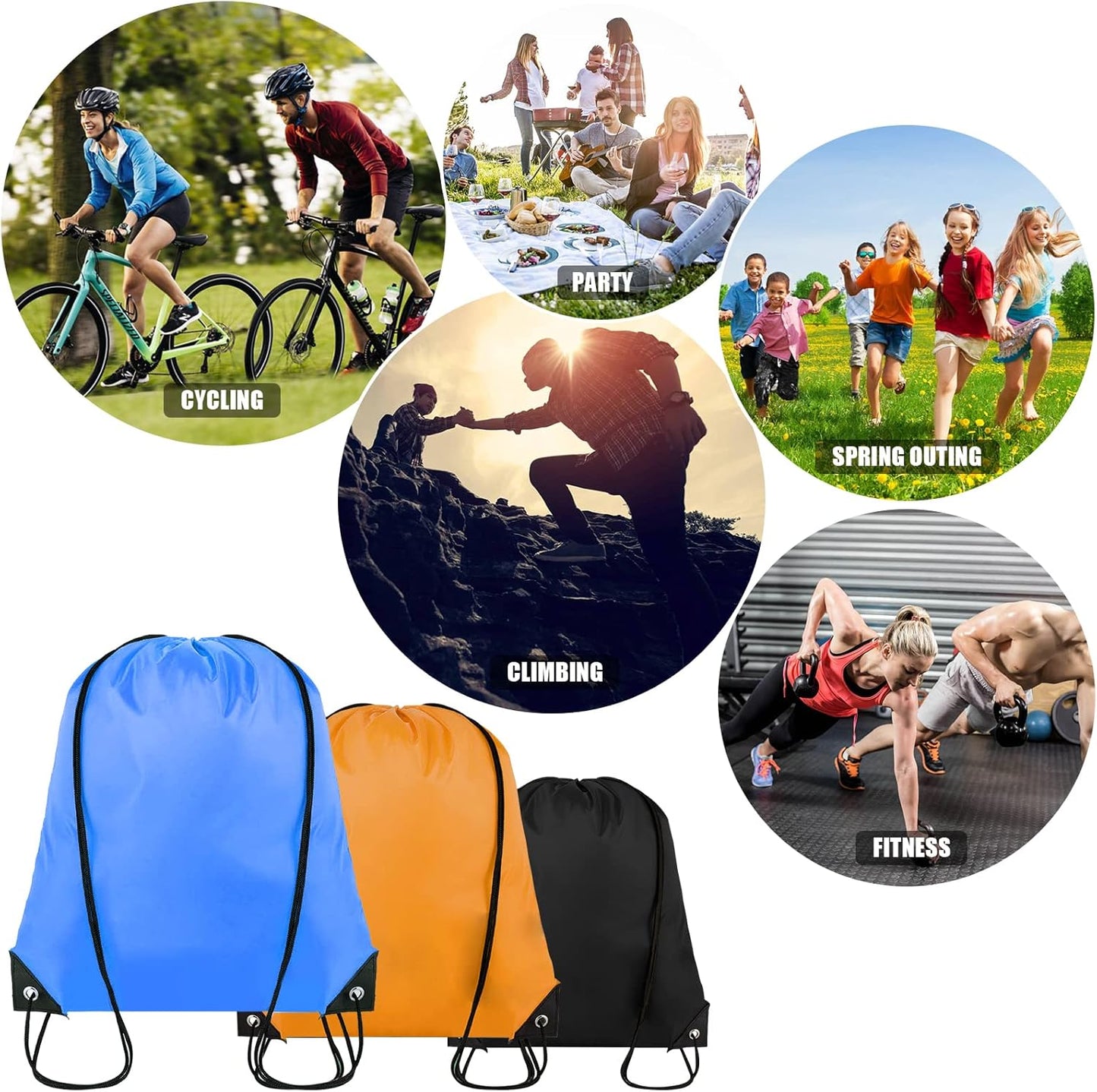 Skiennix 40-Pack Drawstring Backpacks - Versatile Cinch Sack Bags for Gym, Parties & Trips | 20 Colors