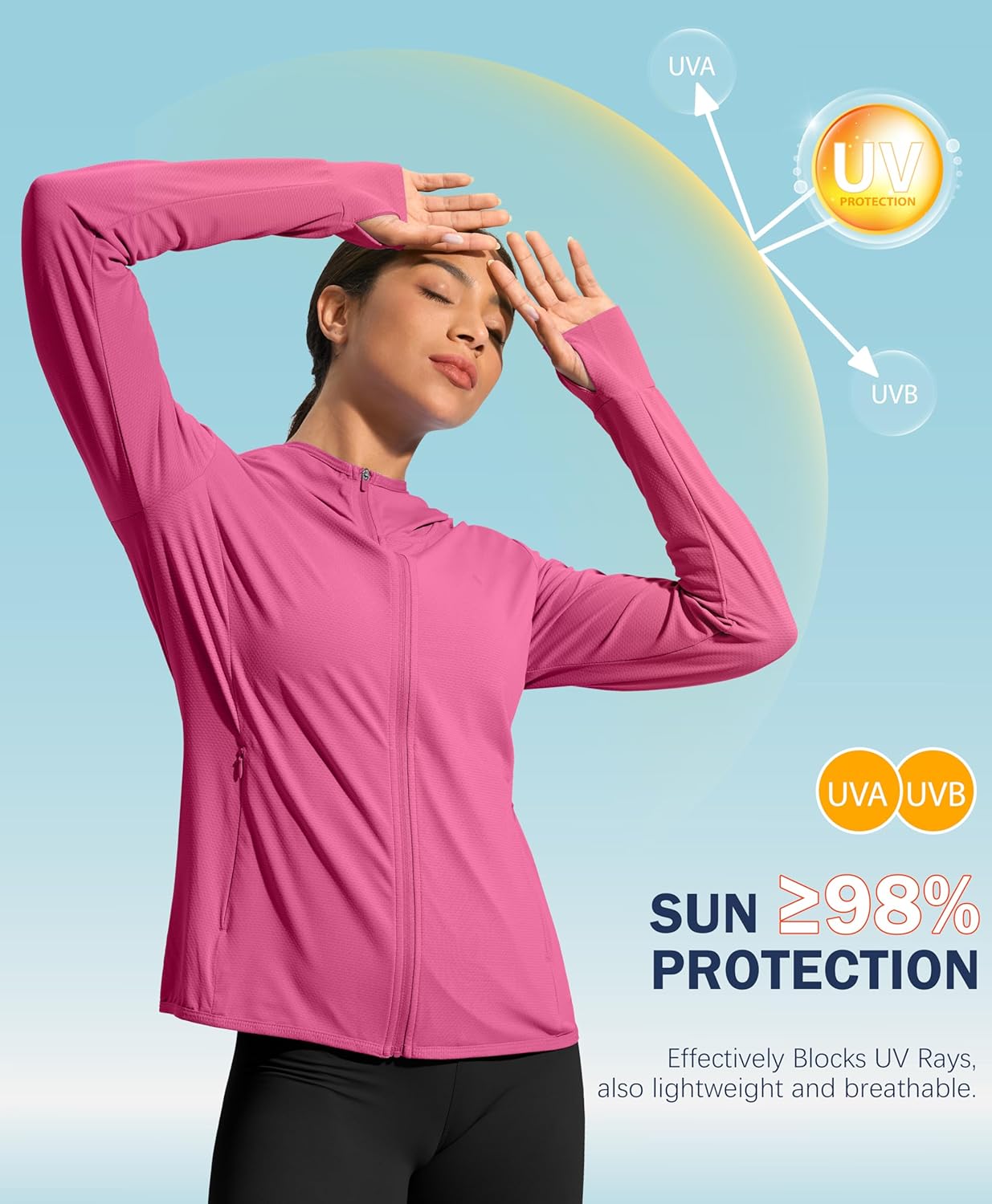 Soothfeel Women's Lightweight UPF 50+ Sun Protection Hoodie Jacket - Perfect for Hiking & Outdoor Activities
