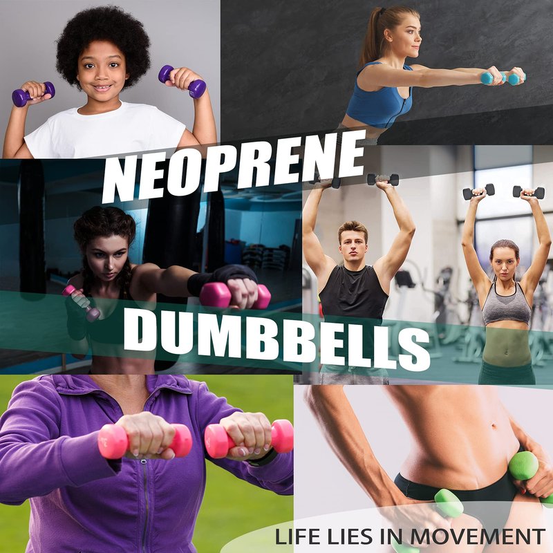 Balelinko Hand Weight Neoprene Coated Dumbbell, Exercise & Fitness Dumbbell for Home Gym Equipment Workouts Strength Training Free Weights for Women, Men, Seniors, Teens, and Youth, 10 LB Pink, Pair