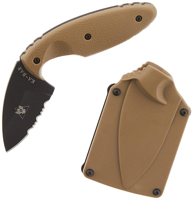 KA-BAR TDI Law Enforcement Fixed Blade Knife 2.3" Fully Serrated Drop Point AUS-8 Matte Blade Zytel Handle Coyote