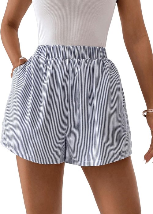 Floerns Women's High Waist Wide Leg Casual Shorts - Striped Print Design for Ultimate Comfort