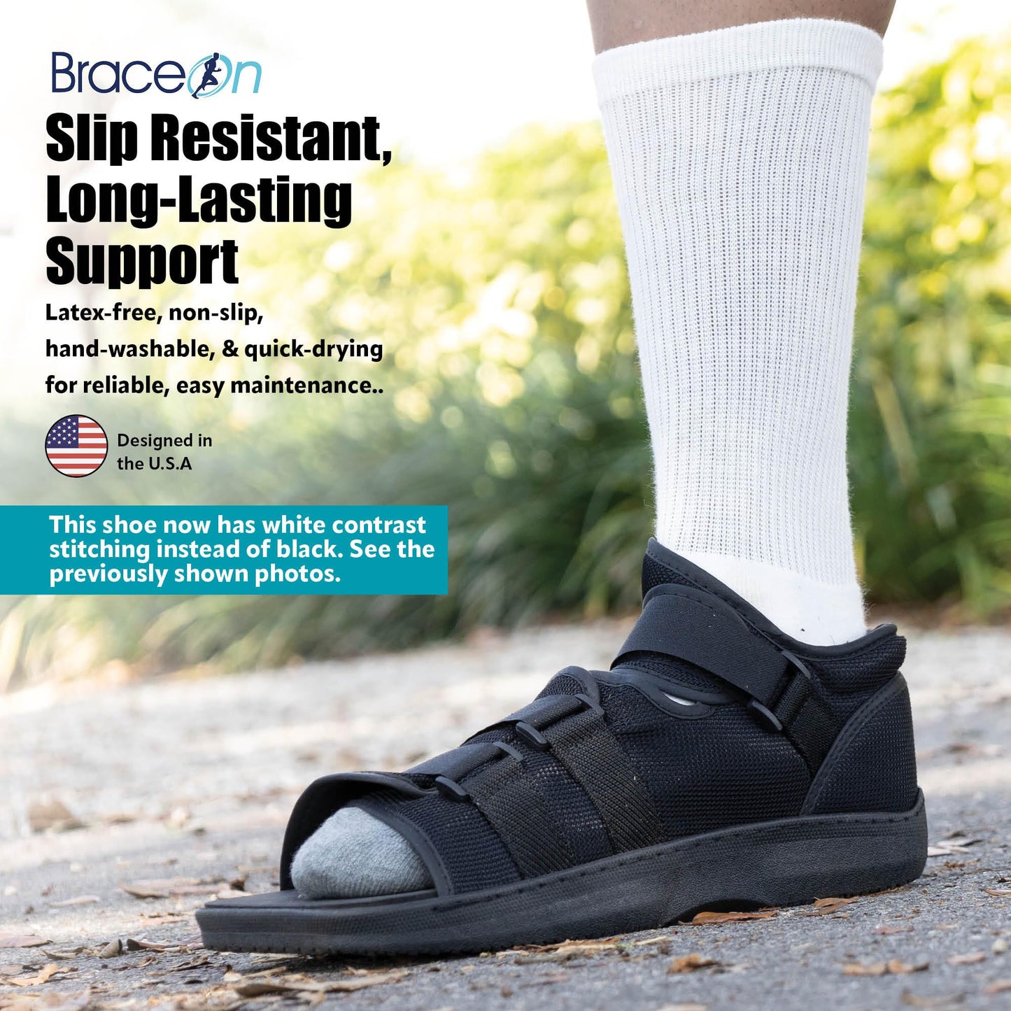 Brace On Post Op Shoe - Adjustable Orthopedic Walking Shoe for Women & Men - Square Open Toe Medical Foot Support for Post-Surgery, Broken Toe & Foot, Stress Fracture (Women, Medium, Size 6.5-8.5)
