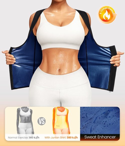 Junlan Sauna Suit for Women - Waist Trainer Vest with Zipper | Sweat Tank Top Shaper