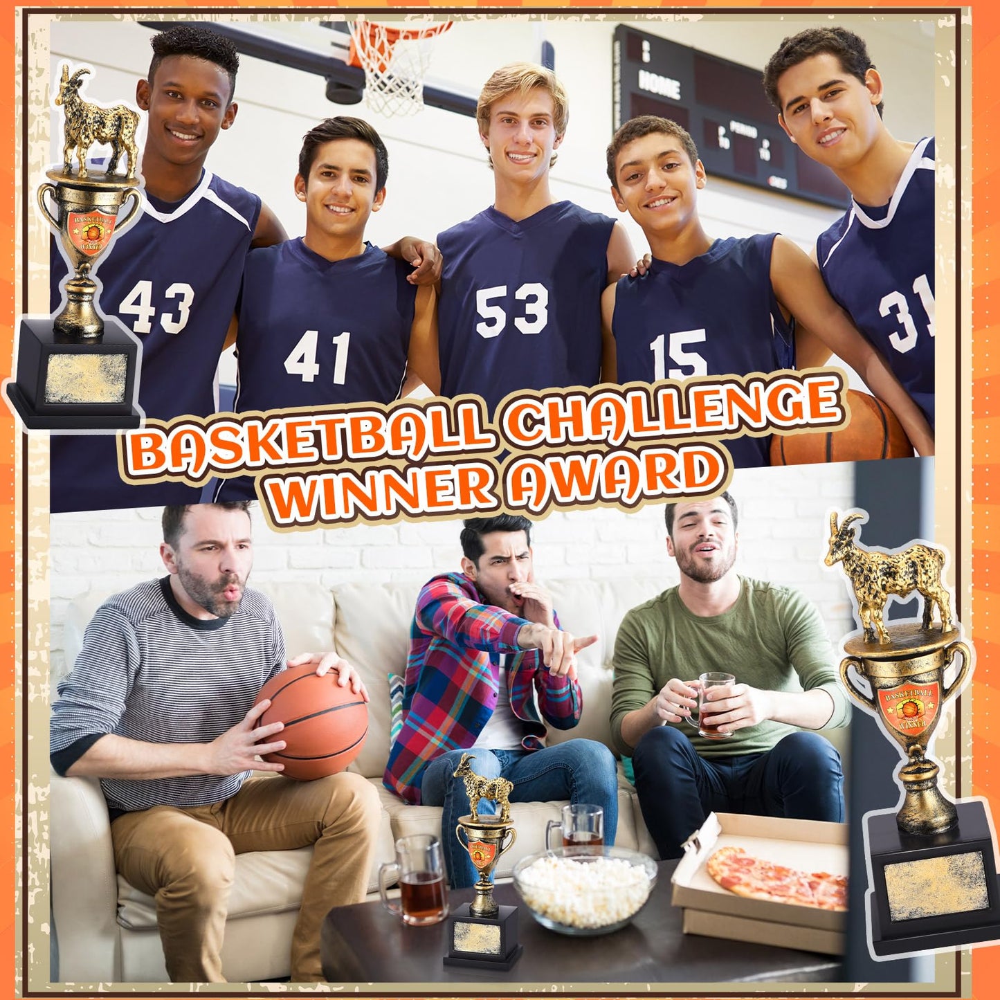 Tondiamo Goat Trophy Award Toilet Trophy 2026 Funny Award for Winners Losers for Competitions First Last Place Champions(Goat Basketball)