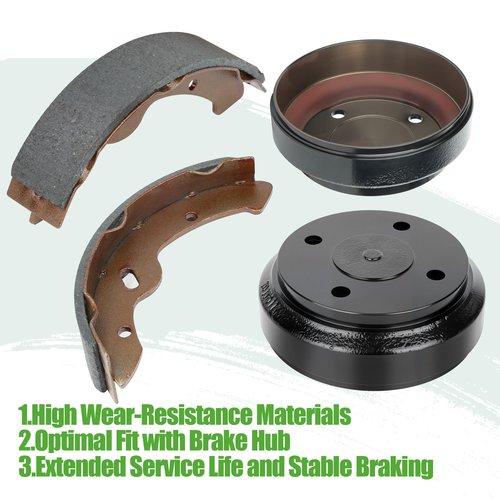 10L0L Golf Cart Rear Brake Drum Repair Kit for Club Car DS 1995-Up and Precedent 2004-Up, Golf Cart Brake Drums, Brake Pads and Brake Shoes Spring Kit, OEM 101791101, 10603, 1018232-01