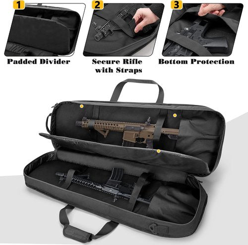 GOBUROS Tactical Rifle Bag - 36” Soft Case with 3 Magazine Holders & Padded Straps | Molle System for Hunting