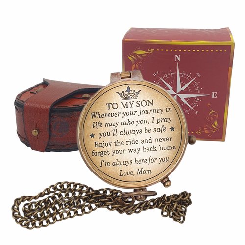 WOANIN Son Gift, Mom to Son Compass, to My Son Love Mom – Mother to Son Gifts/Dad to Son - Graduation Day Gifts fSon Birthday Gifts - Confirmation (Mom to Son Compass)