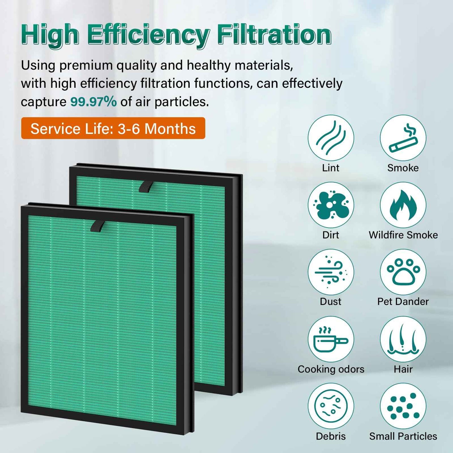 2 Pack MKD05 Air Filter Replacement Compatible With Aroeve MKD05 Air Puri-fier. 4-In-1 Air Filter True HEPA Filter Replacement For MKD05 Air Puri-fier - Pet Dander Version. Compare to Part MKD05LX.