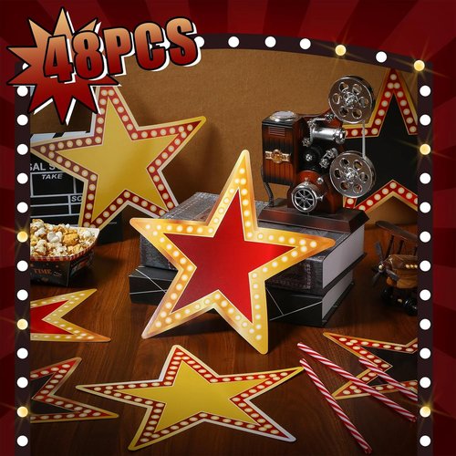 Geosar Movie Star Cardboard Cutouts - 48 Pcs Red Carpet Awards Night Decor | 11 Inch Size