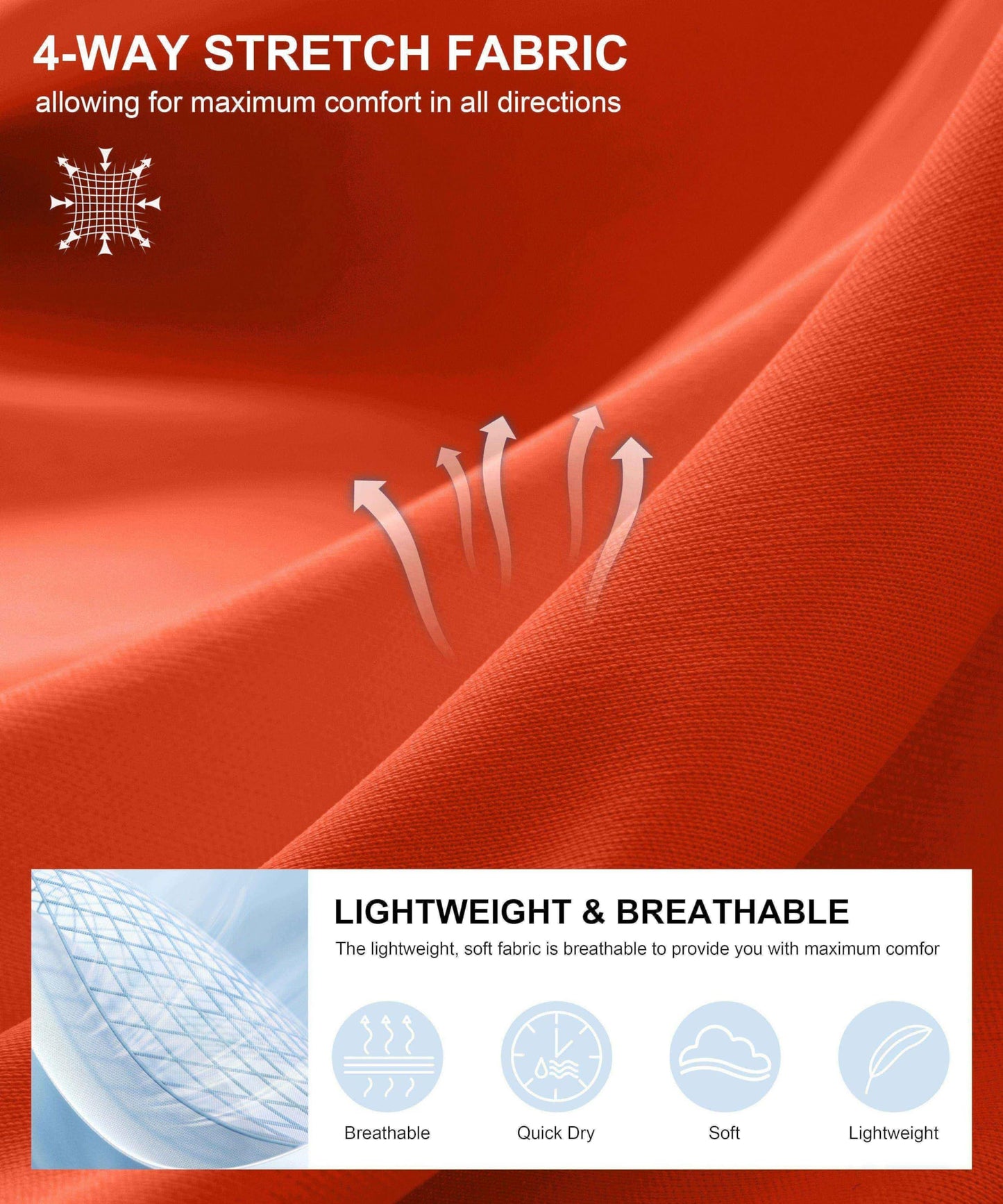 Women's Short Sleeve Workout Shirts Breathable UPF 50+ Sun Protection T-Shirts Quick Dry Gym Running Hiking Tops (Orange-red, L)