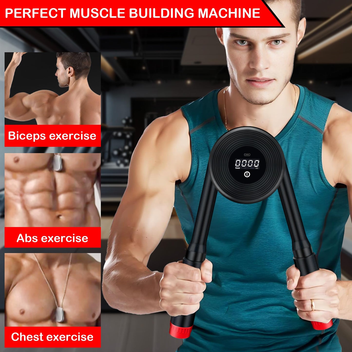 Hydraulic Arm Exerciser 22–440LBS with LED Display – Adjustable Power Chest Workout Equipment for Chest, Arm, Shoulder & Back – Count & Timer Strength Trainer for Men Home Gym