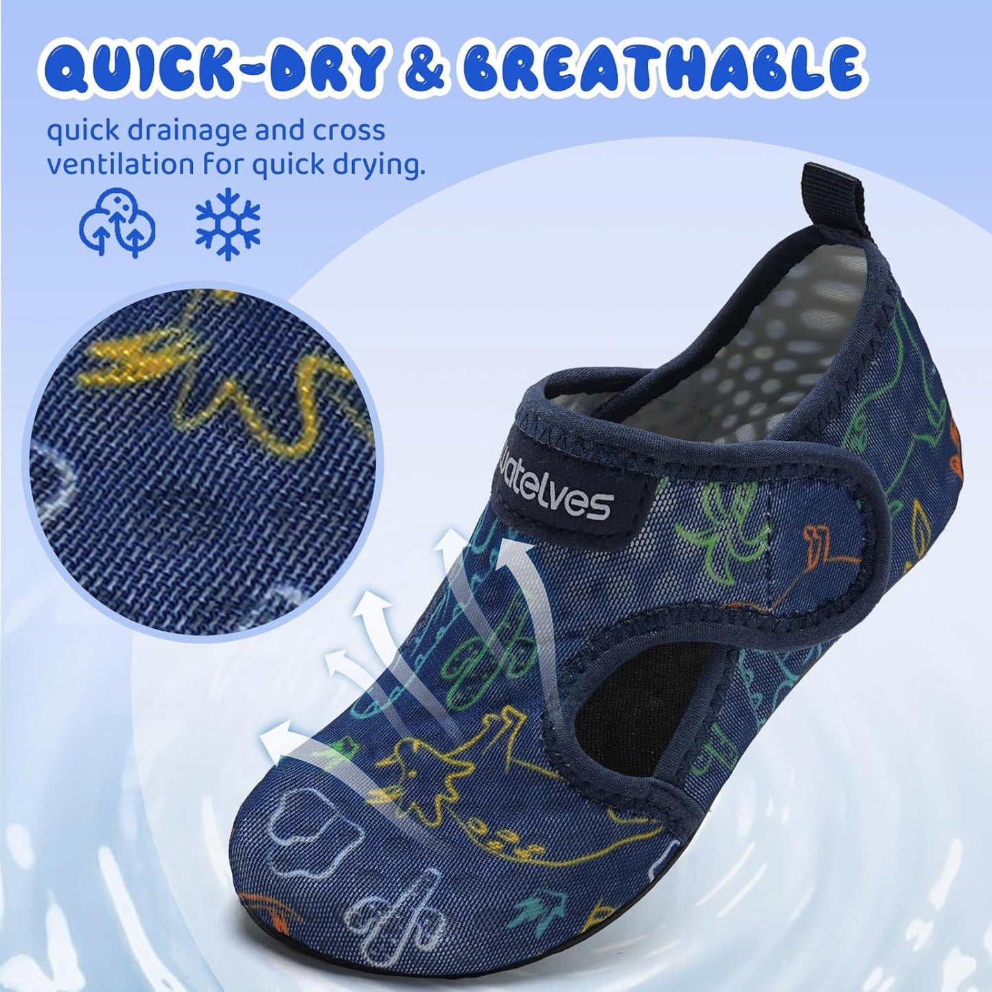 WateLves Kids Water Shoes - Non-Slip Quick Dry Aqua Socks for Beach & Swim | Toddler Size