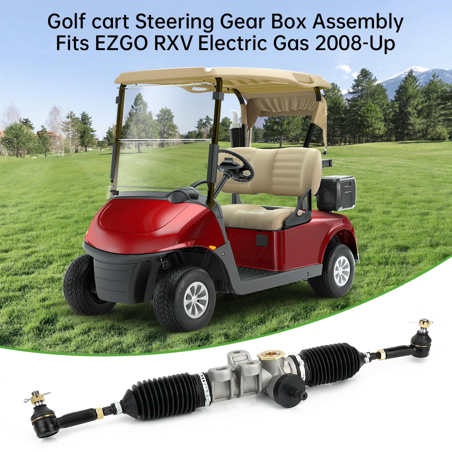 10L0L Golf Cart Steering Gear Box Assembly Fits for EZGO RXV Gas & Electric Golf Carts Years 2008-Up, Replaces OEM 601500 618329 601580
