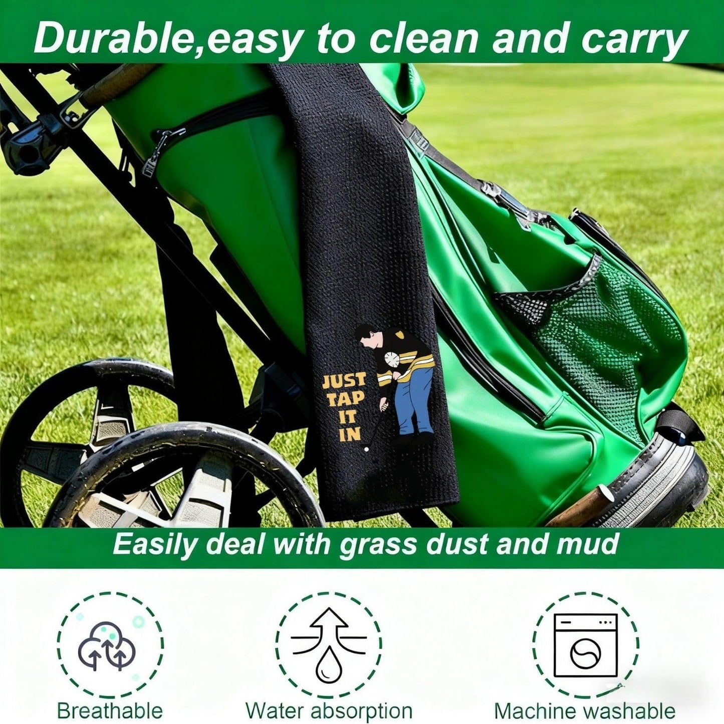Amitrely Funny Golf Towel, Marsters Tournament, Funny Golf Towel for Golf Bags with Clip, Golf Gift for Men Husband Boyfriend Dad, Birthday, Cristmas Gifts for Fan (Just tap it in)