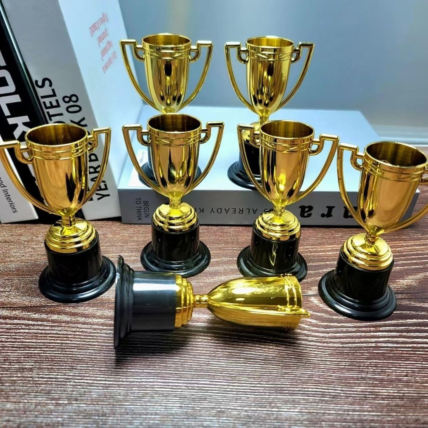 YYaaloa Mini Gold Trophy Cups - 6 Pack 4-Inch Awards for Parties, Sports Tournaments & Competitions