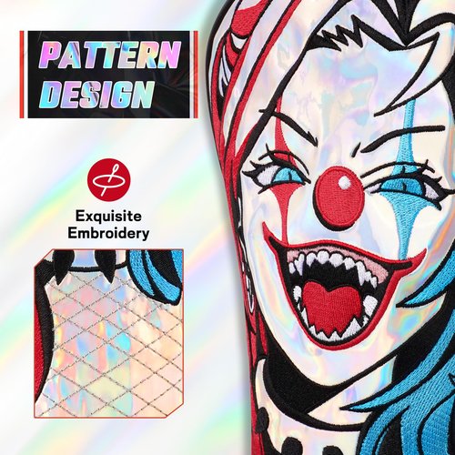 Big Crazy Driver Headcover Putter Cover, Golf Head Covers, Blade Putter Cover Magnetic with Soft Lining, Funny Driver Headcover Waterproof, Golf Club Covers, Unique Joker Girl Golf Headcovers (Laser)