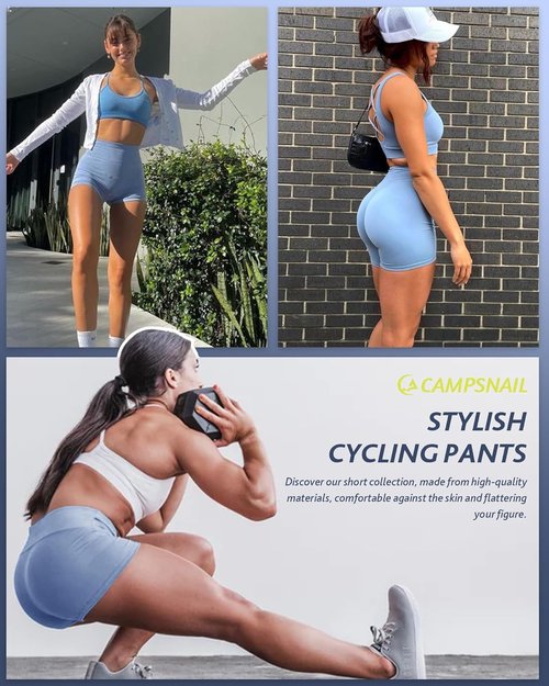 CAMPSNAIL High Waisted Biker Shorts for Women - Tummy Control Spandex Booty Shorts | 3"/5"/8" Sizes
