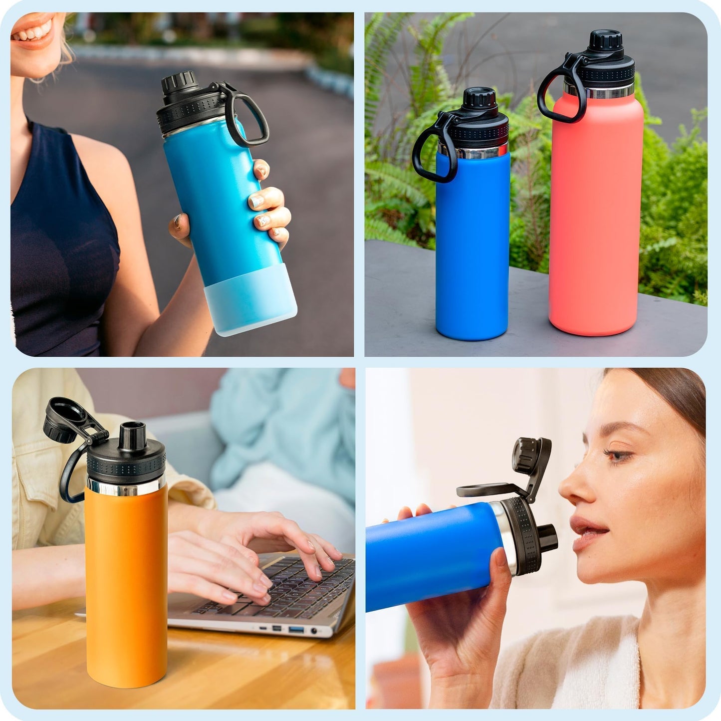Prurex Spout Lid for Hydro Flask 12 16 18 22 32 40 64oz Wide Mouth Water Bottle,Replacement Lid for Hydroflask,Thermoflas,Iron Flask Wide Mouth Bottles (Black, 2 Pack)