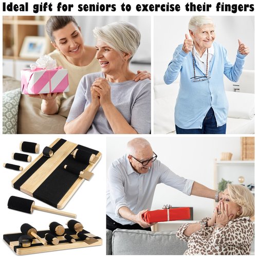 Silipull Hand Exercise Board with Hook and Loop Fasteners Hand Therapy Tool Equipment 14'' x 9'' Hook and Loop Exercise Board Solid Wood Base with Wood Tools for Improving and Finger Strength