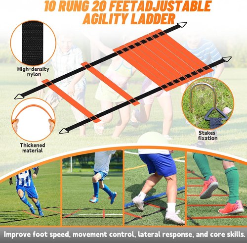Bearwill Kids Soccer Goals - Portable 4x3ft Backyard Set of 2 with Training Equipment & Soccer Ball