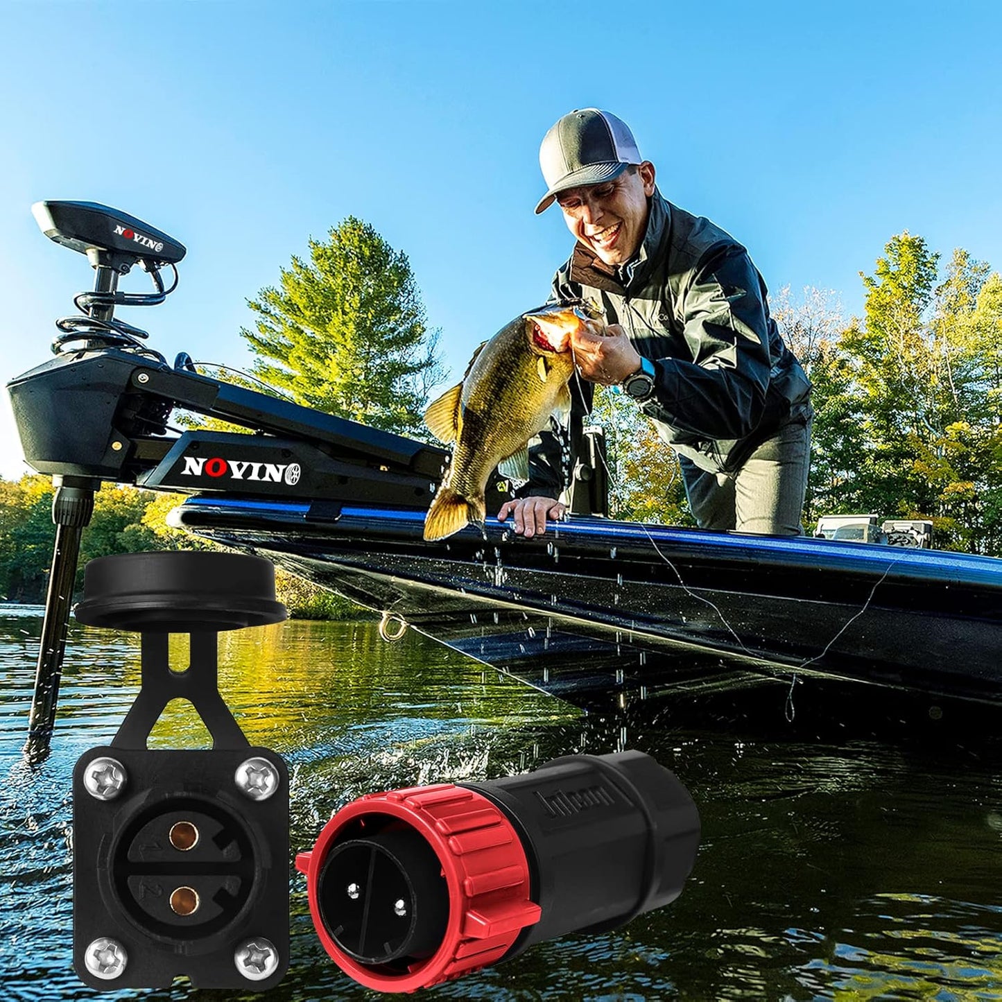 Skiennix Trolling Motor Plug Receptacle Set - Waterproof 12V/24V/36V/48V DC Power Connector for Marine Use