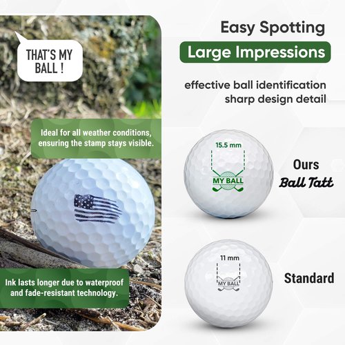 Ball Tatt - USA Flag Golf Ball Stamp, Golf Ball Stamper, Self-Inking Golf Ball Stamp Markers, Reusable Golf Ball Marking Tool to Identify Golf Balls, Golfer Gift Golfing Accessories