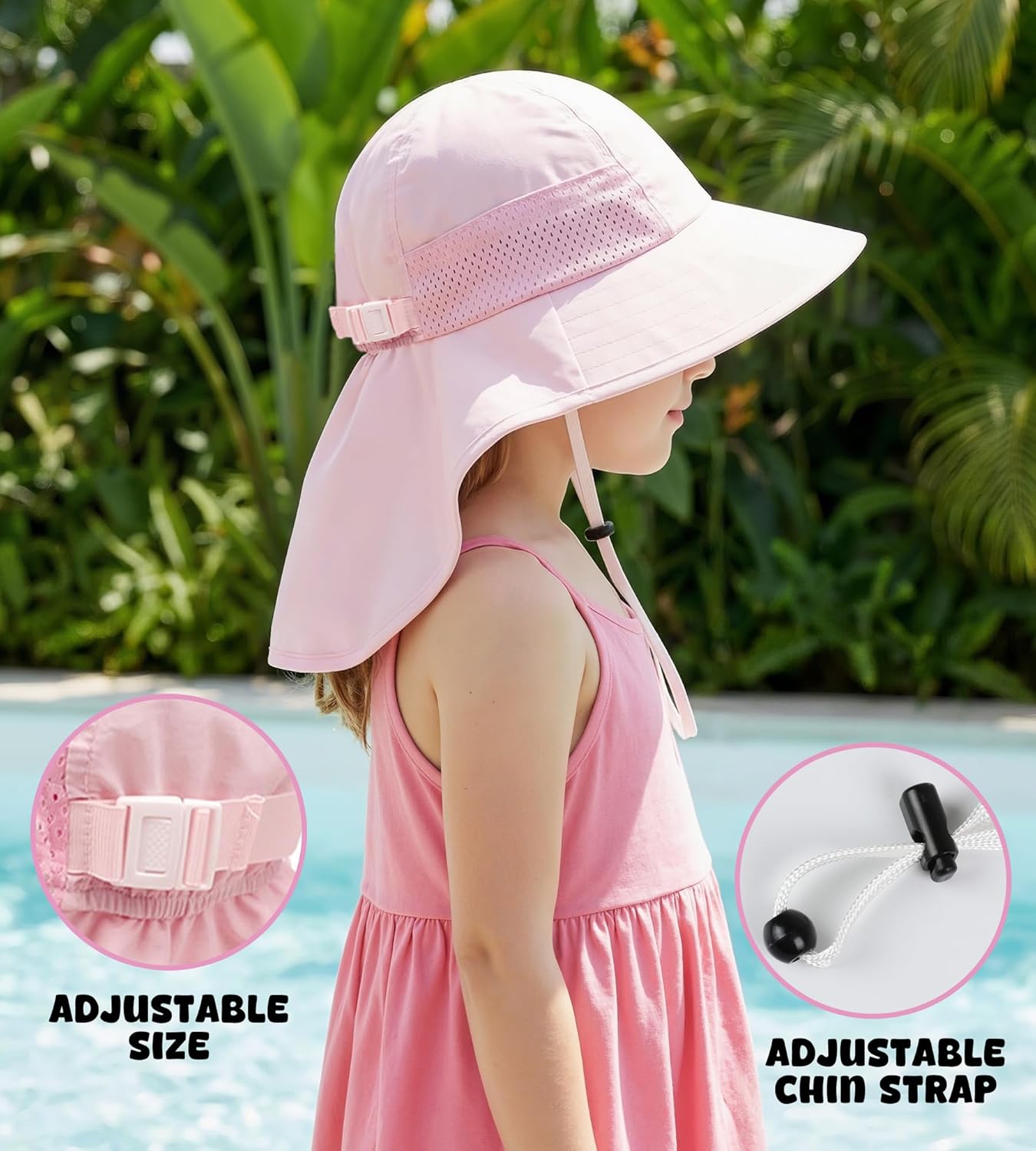 Skiennix Toddler Sun Hat - Adjustable Wide Brim Beach Hat for Boys & Girls | Ages 0-14 Years