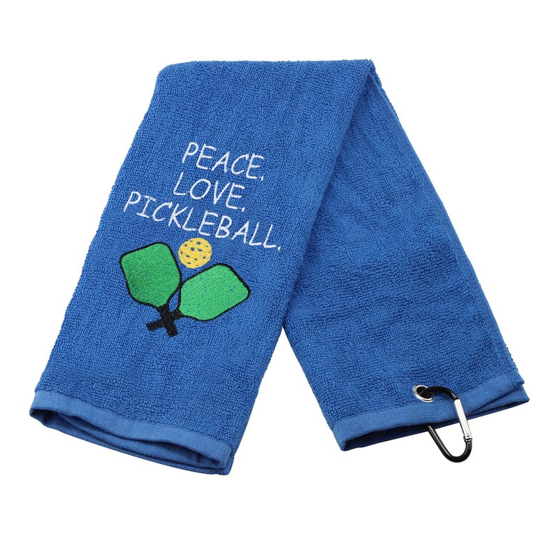 PWHAOO Pickleball Towel Peace Love Pickleball Embroidered Sports Teem Hand Towel Gift for Pickleball Player (Peace Love Pickleball)