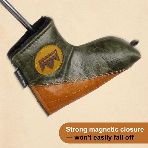 Craftsman Golf Vintage Green and Brown Golf Blade Putter Headcover Head Cover Ideal Gift for Men and Women