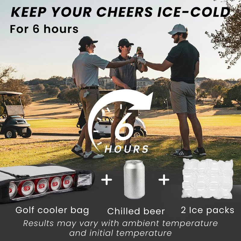 BAPOTH Golf Cooler Bag with 4 Ice Pack for 6 Hours, Large Capacity Golf Bag Cooler Hold 9-Can 12oz, 6-Can 16oz, 2 Bottle 750ml, Detachable Shoulder Strap for GolfCourse & Outdoor Parties