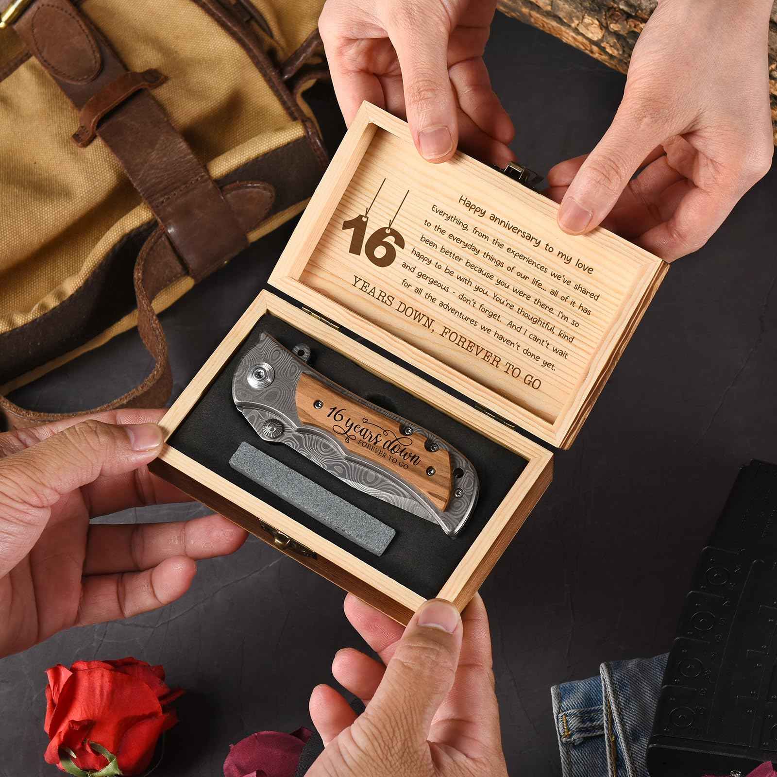 GiveGreatGift 16th Gifts Wax Wedding Anniversary for Men 16 years Marriage Keepsake for Him Husband