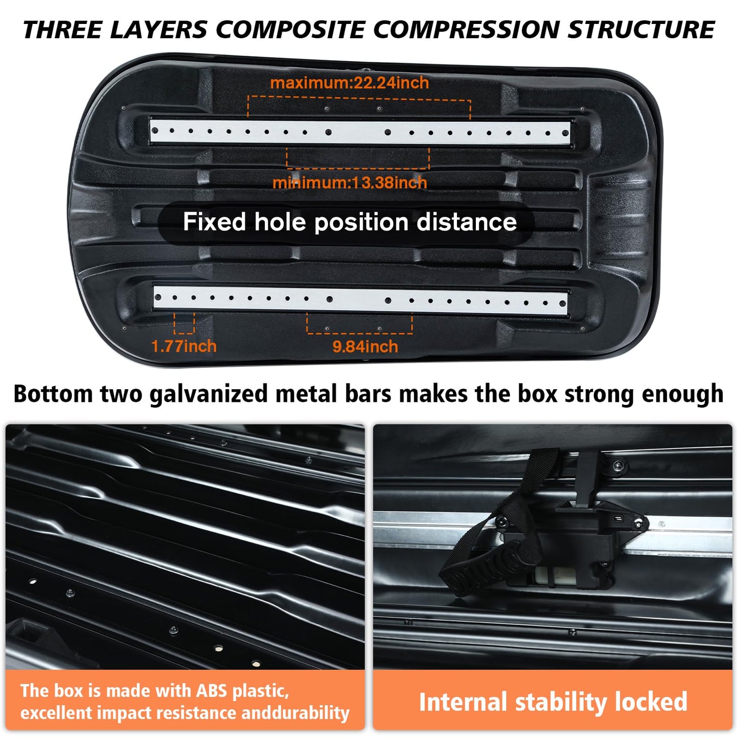 Rooftop Cargo Box, 13 Cubic Ft, for Family Travel and Road Trips, Black