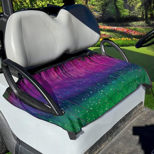 Boatee Universal Golf Cart Seat Cover, Gradient Purple Green Golf Cart Seat Blanket Fit Most Golf Cart Comfortable Portable Golf Cart Seat Towel for 2 Person Seats