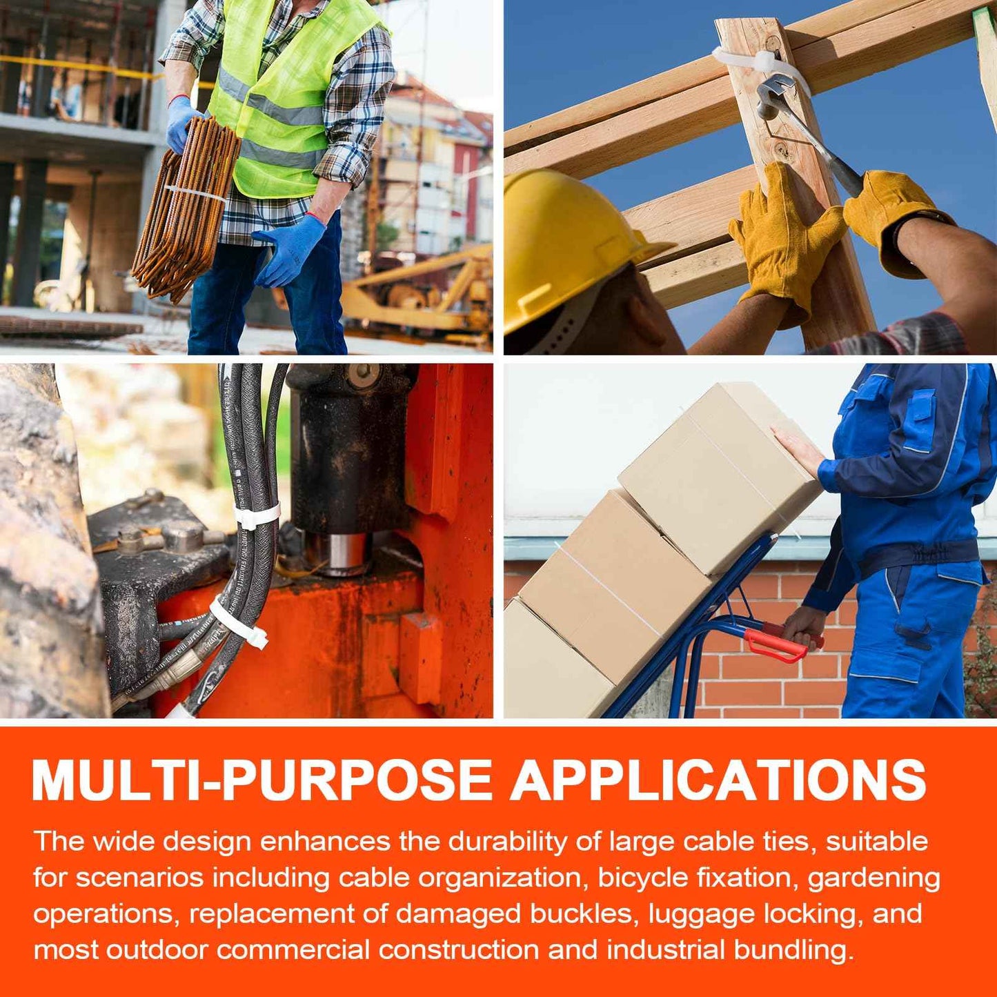 26 Inch White Long Zip Ties,60 LBS Tensile Strength Heavy Duty Large Cable Wire Ties With Self-Locking Adjustable More Durable Nylon Tie Wraps for Indoor Outdoor（100 Pack）