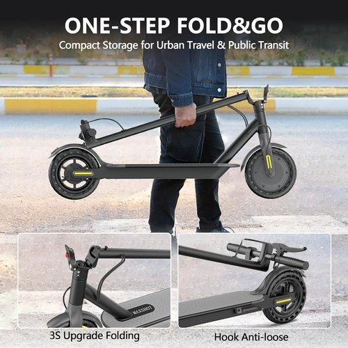 Maxshot Electric Scooter - 350W/500W Motor, 19-22 MPH Speed, 15-28 Miles Range, Foldable Design | Smart APP & Dual Braking Systems