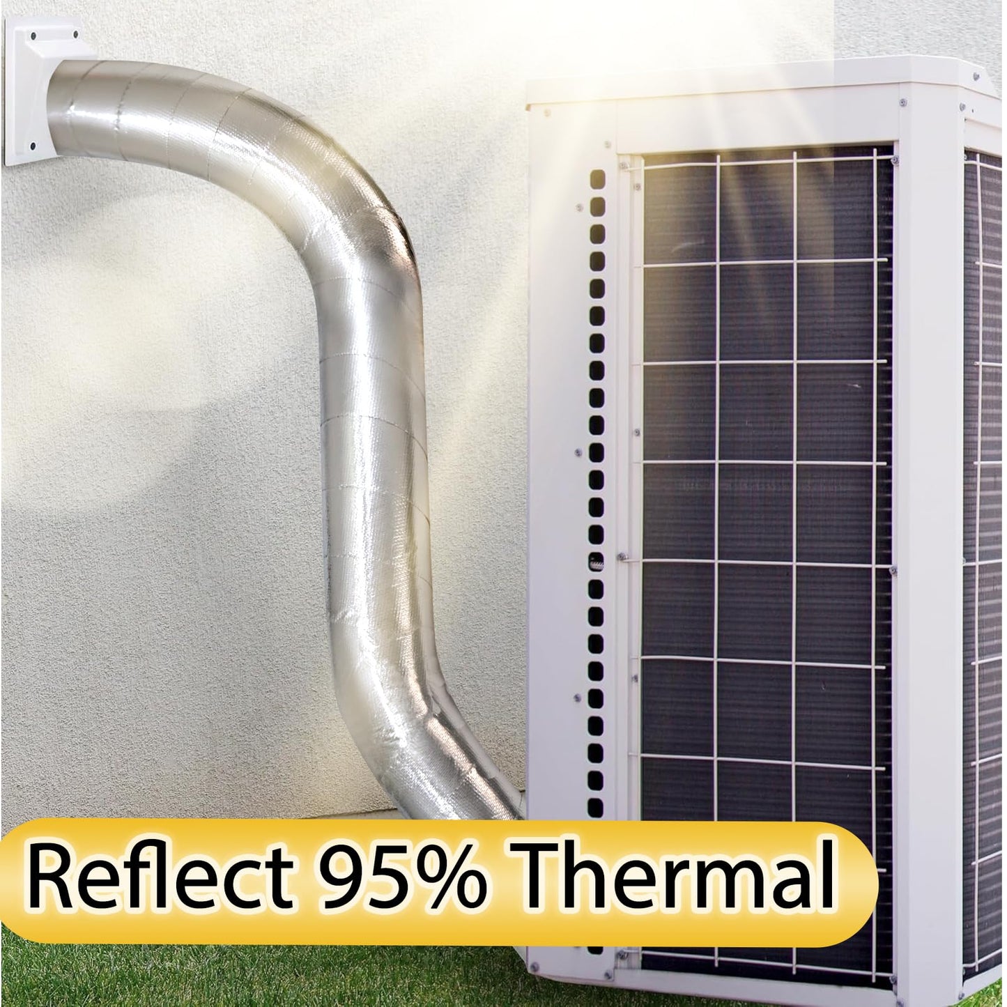 TWAKAP Super Age-Resistant AC Pipe Foam Insulation Tube Wrap Foil Fiberglass Tape,Add Weather-Resistant Layer For Pipe Insulation Foam Tube, Reflect 95%Thermal for HVAC Pipe,Window AC unit side panel