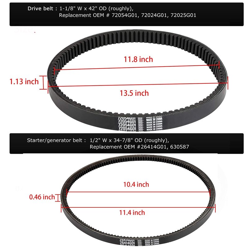 Roykaw Golf Cart Clutch Drive Belt & Starter Generator Belt Kit Compatible with EZGO TXT Medalist 1994-2013 with Robin Engine 4 Cycle Gas Golf Cart, OEM# 72054G01,72024G01,72025G01,26414G01
