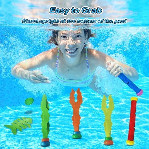 Jasonwell Pool Diving Toys - 31 PCS Fun Swimming Pool Games with Rings, Sticks & Treasures for All Ages