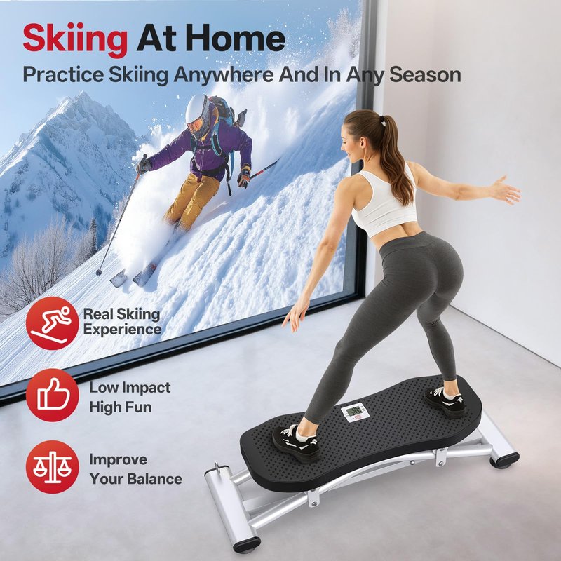 PASYOU Balance Board for Adults, Rock Stepper for Exercise at Home, Simulate Ski Machine with Resistance Band & LCD Display, 330lbs Weight Capacity, Ski Balance Trainer for Full Body