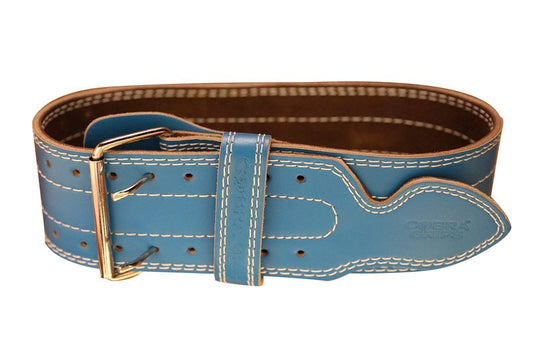 Weight Power Lifting Belt 4” Wide Cobra Grips Best Premium Genuine Leather Belt for Men & Women Adjustable Weightlifting Back Support (Cyanic Blue, Large 36"-44")
