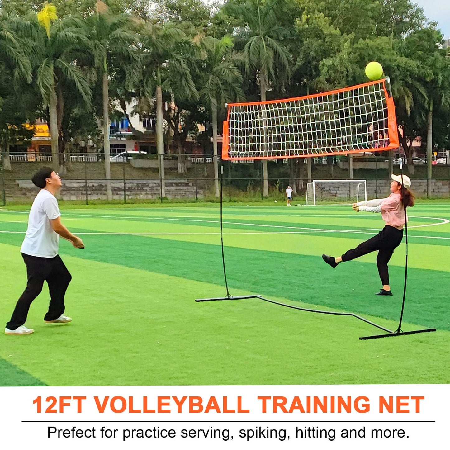 Portable Volleyball Net for Backyard - 12FT Net and Height Adjustable Pole