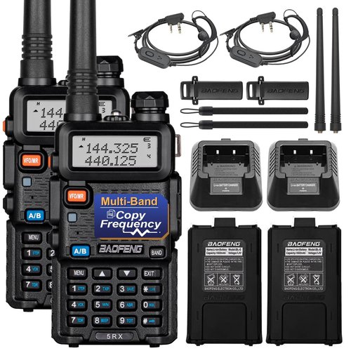 Baofeng 5RX Handheld Ham Radios (Upgraded of UV-5R) Multi-Band Receiving Two Way Radio,VHF,1.25M,UHF,AM/FM Reception,DTMF VOX SCAN,Walkie Talkies with Earpiece (2Pack)