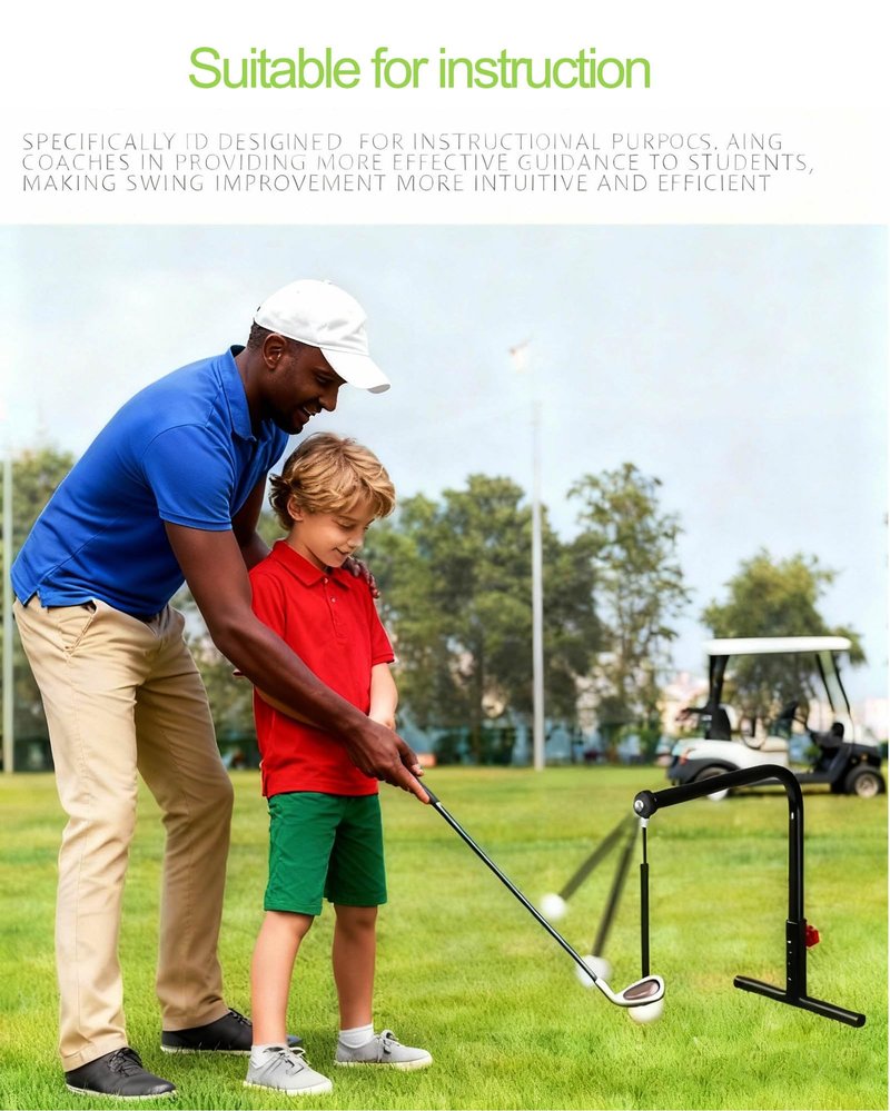 Miaimther Golf Swing Trainer for Kids & Youth | Durable Aluminum Practice Hitting Aid with Height Adjustment | Includes Replacement Balls | Ideal Golf Training Accessories for Beginners