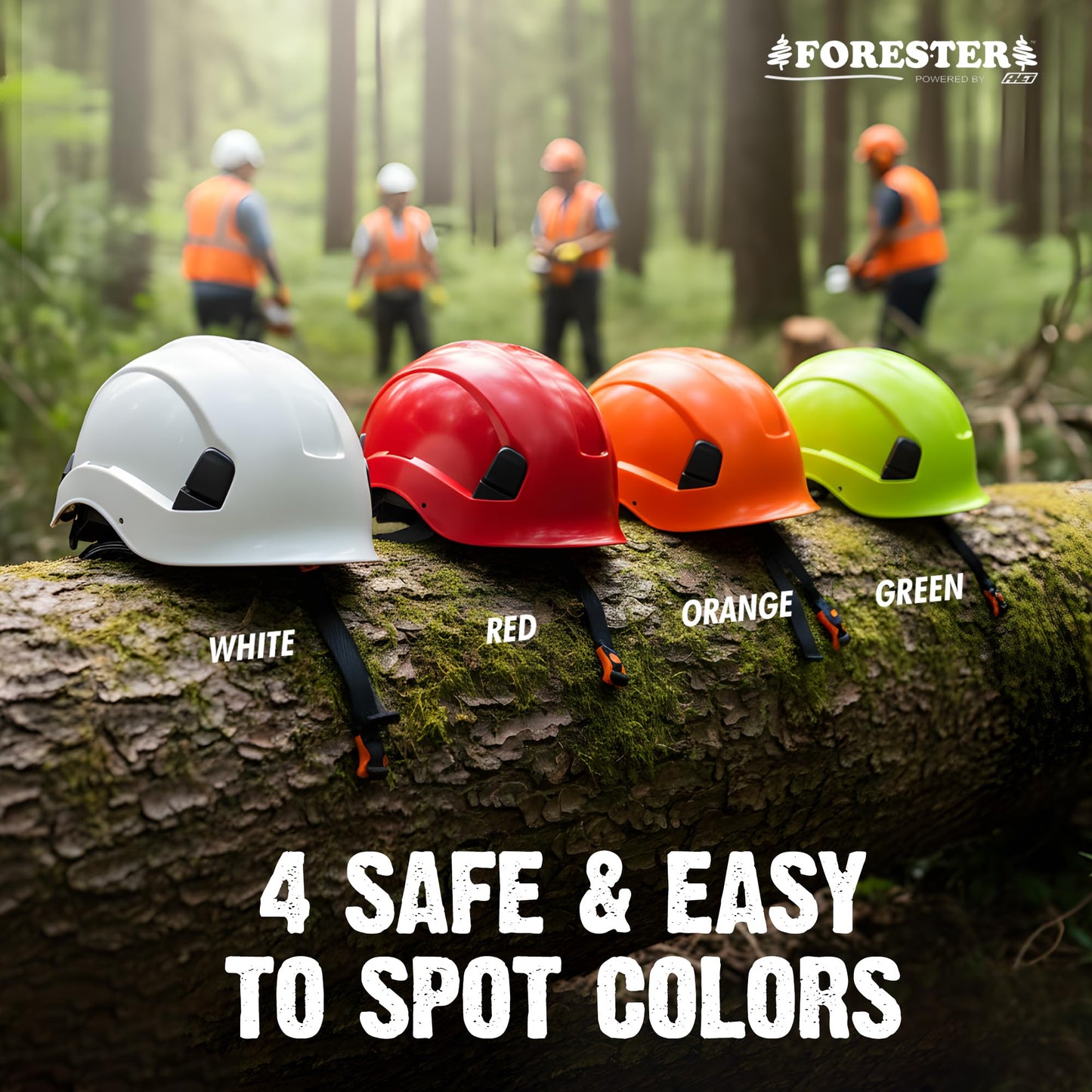 FORESTER Arborist Safety Helmet | ANSI Z89.1-2014 Certified, Class E & C | 6-Point Suspension Hard Hat | Forestry Helmet for Tree Climbing, Logging, Rescue | Green