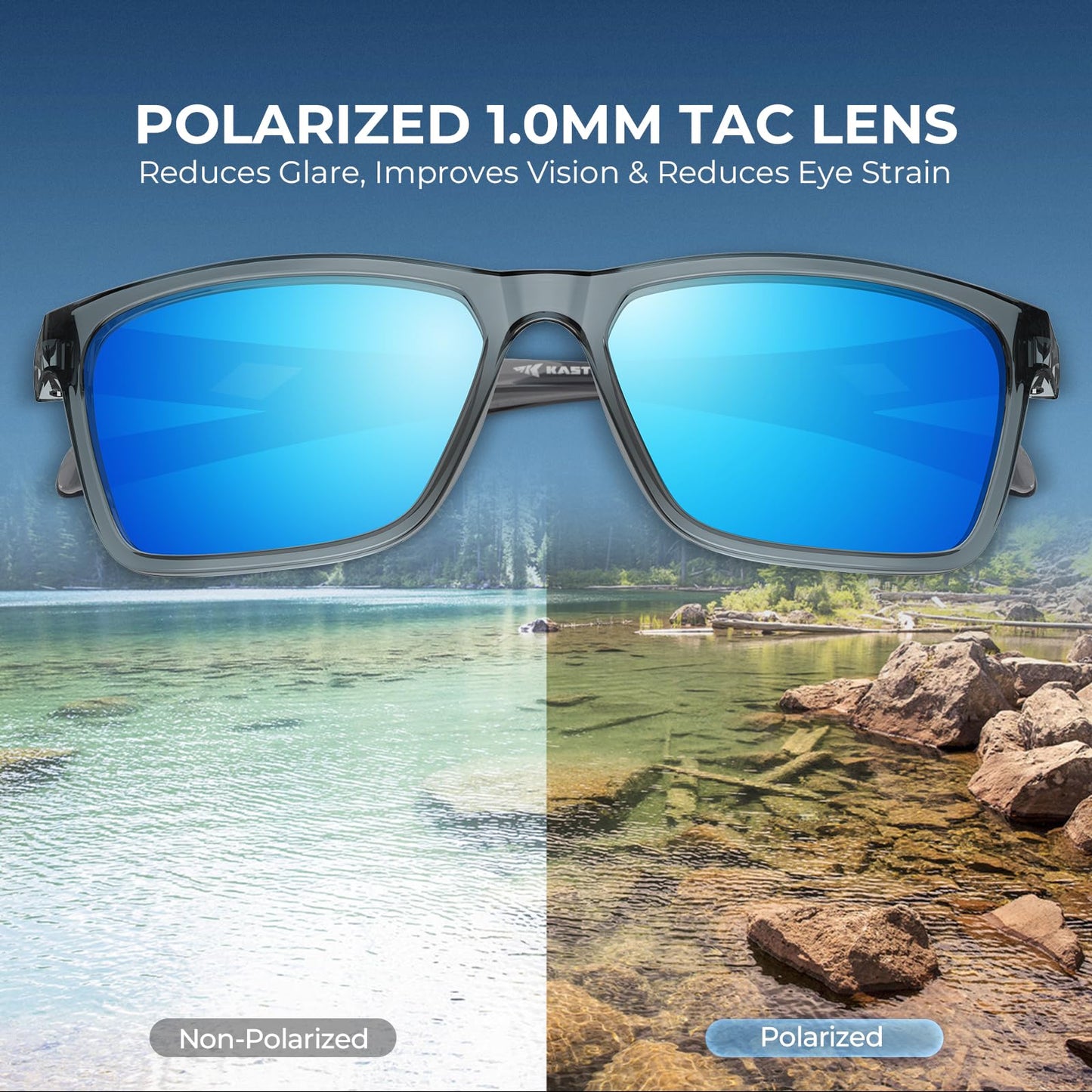 KastKing FlatRock Polarized Sport Sunglasses for Men and Women, Ideal for Driving Fishing Cycling Running, UV Protection