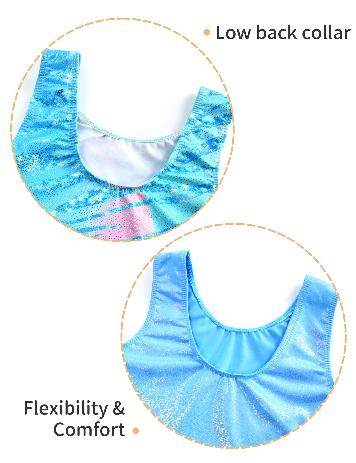 Nokecina Girls Leotards for Gymnastics with Shorts Size 7-8 Years Old 2 Packs Blue Green Quick Dry Biketards