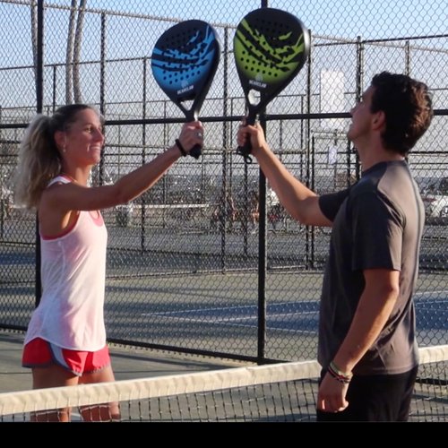 Padel Racket - Blue/Black - Carbon Fiber Surface with EVA Memory, Flex Foam Core - Lightweight Padel Racquet