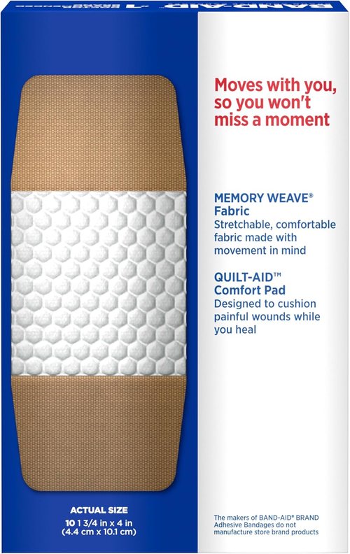 BAND-AID Brand Flexible Fabric Adhesive Bandages - Comfortable Protection for Minor Cuts | Extra Large Size