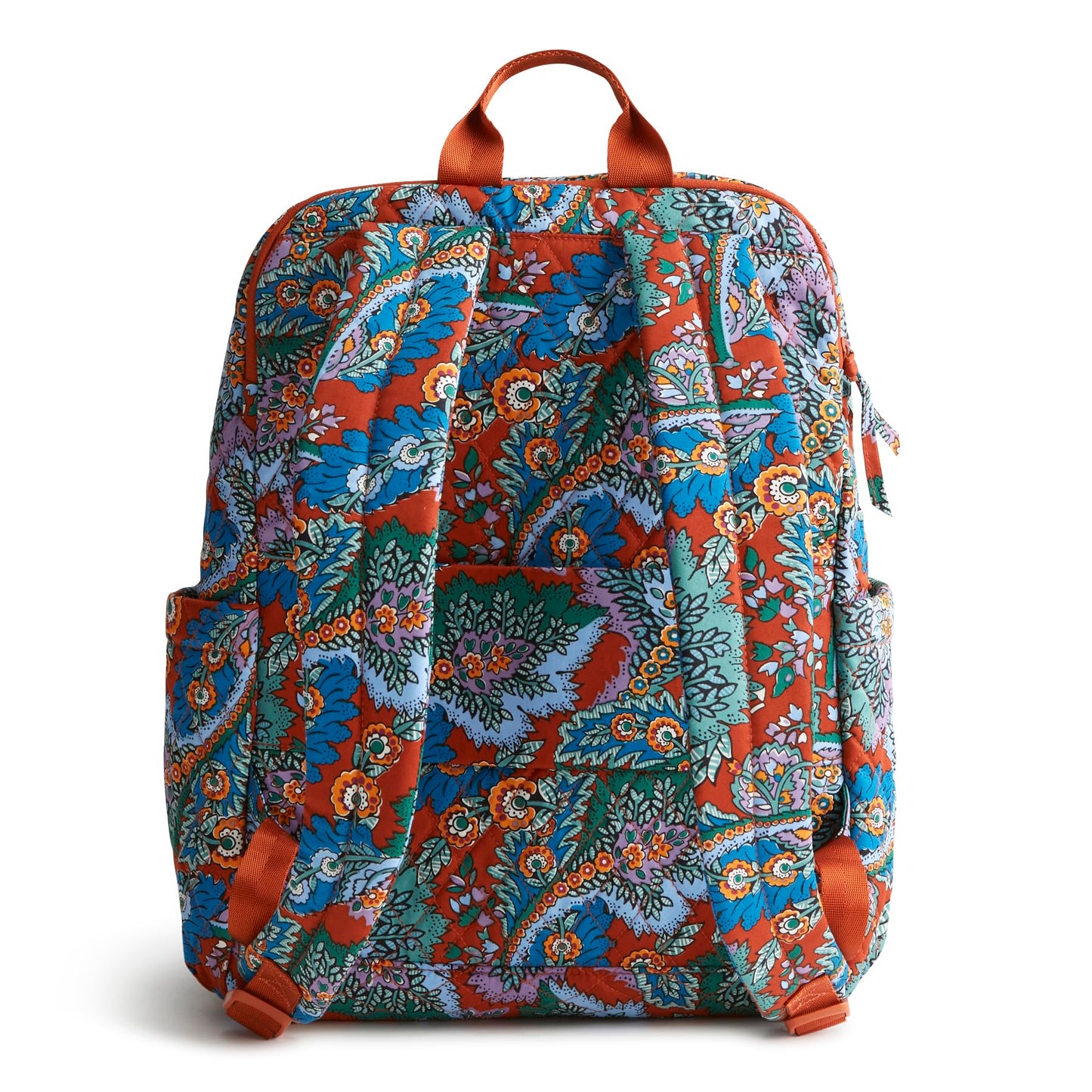 Vera Bradley Women's Premium Cotton Large Bancroft Backpack, Flowers + Feathers, One Size
