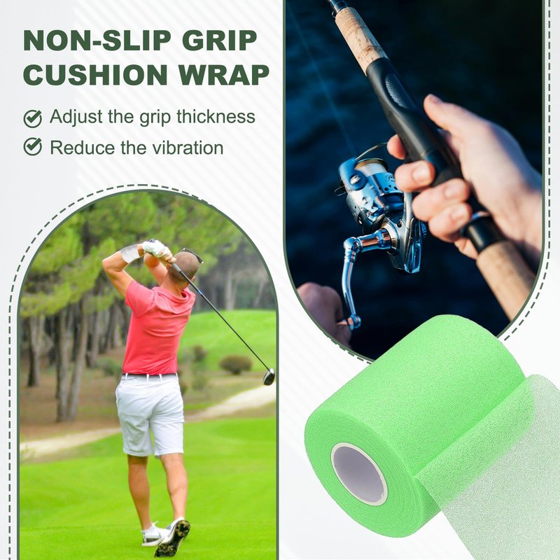 YELARXI Pre Wrap Tape, Non-Slip Grip Cushion Wrap Prewrap Athletic Tape- Fitting for (Tennis- Badminton - Pickleball - Sports) 11 Yard x 2.8 Inch & Green
